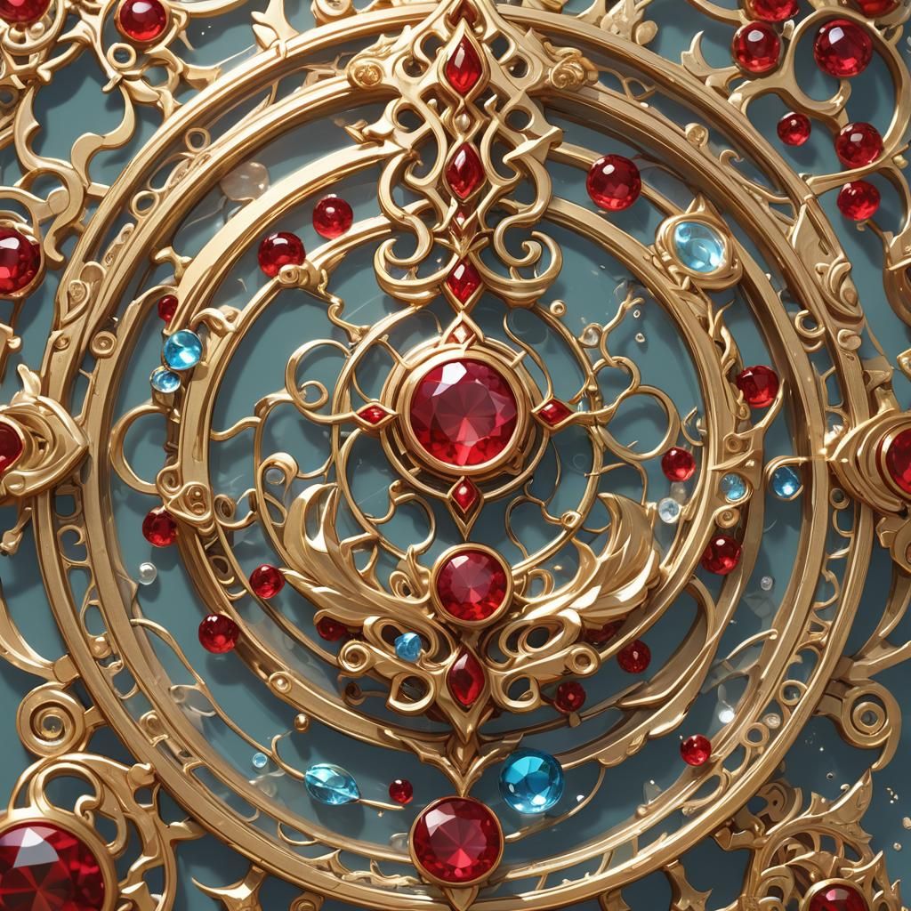 Anime Ruby Amulet with Water Motifs in 3D