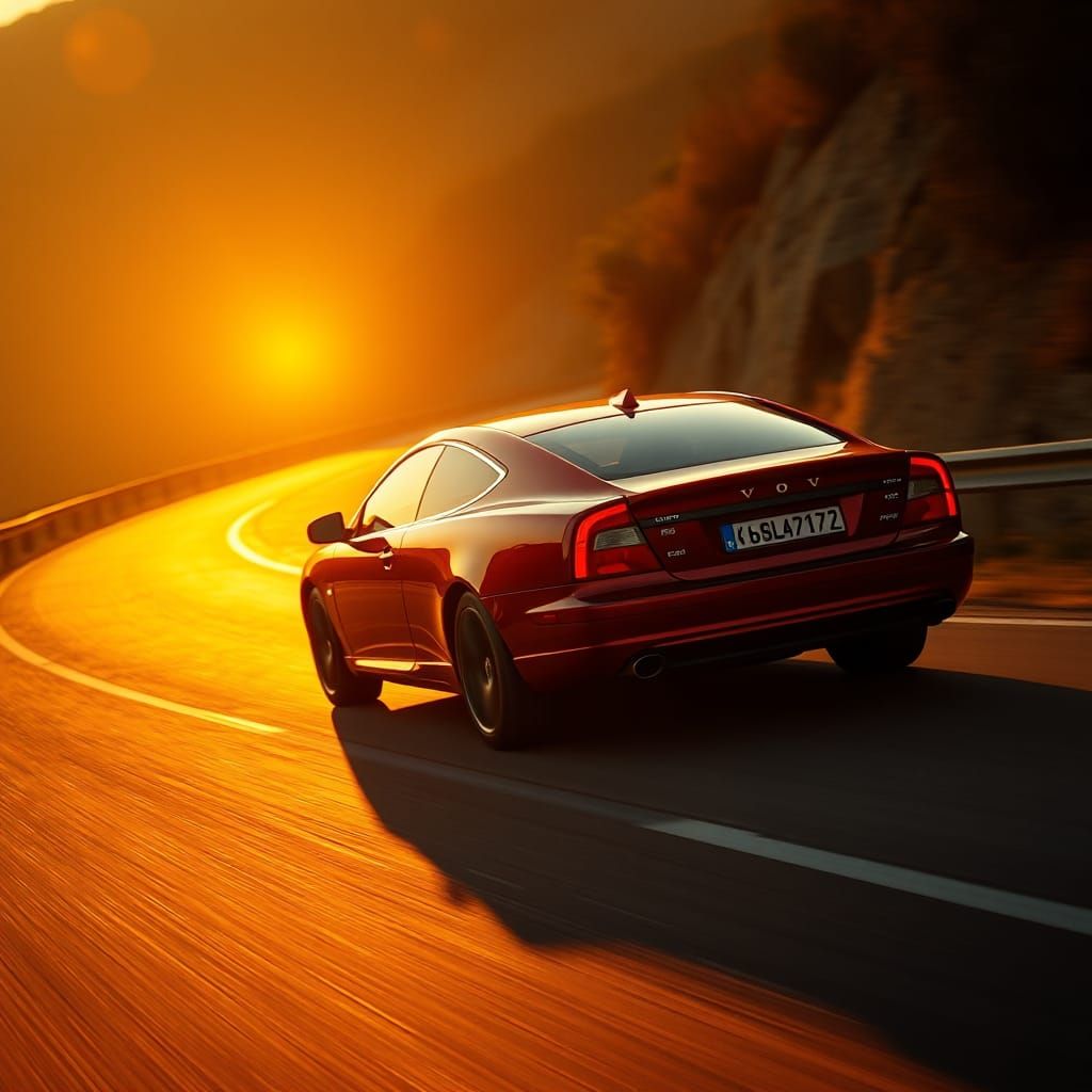 Red Volvo S90 Coupé Zagato on Taïga Motorway