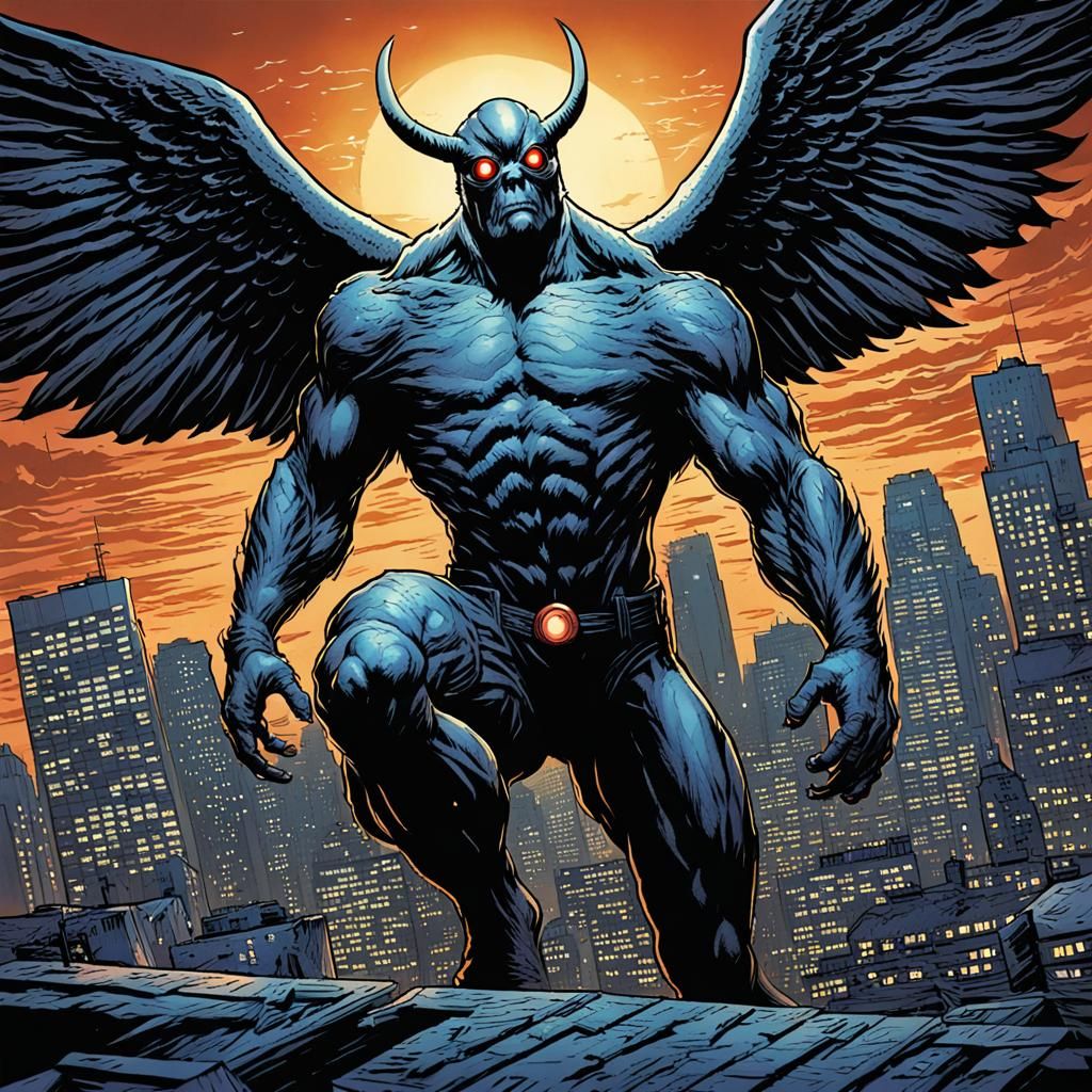 Mothman in Comic Book Style Art