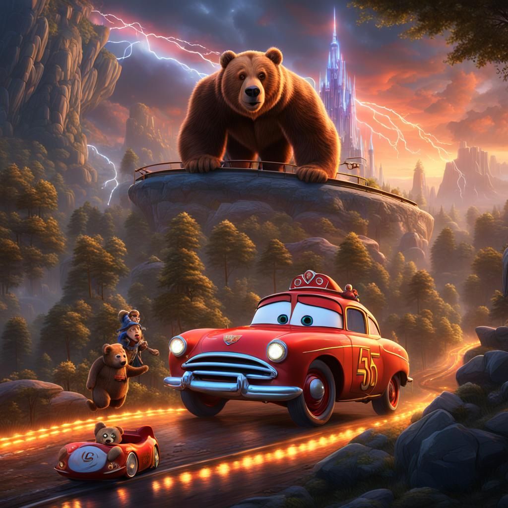 Cinderella, Bear, and Lightning McQueen on an Eye