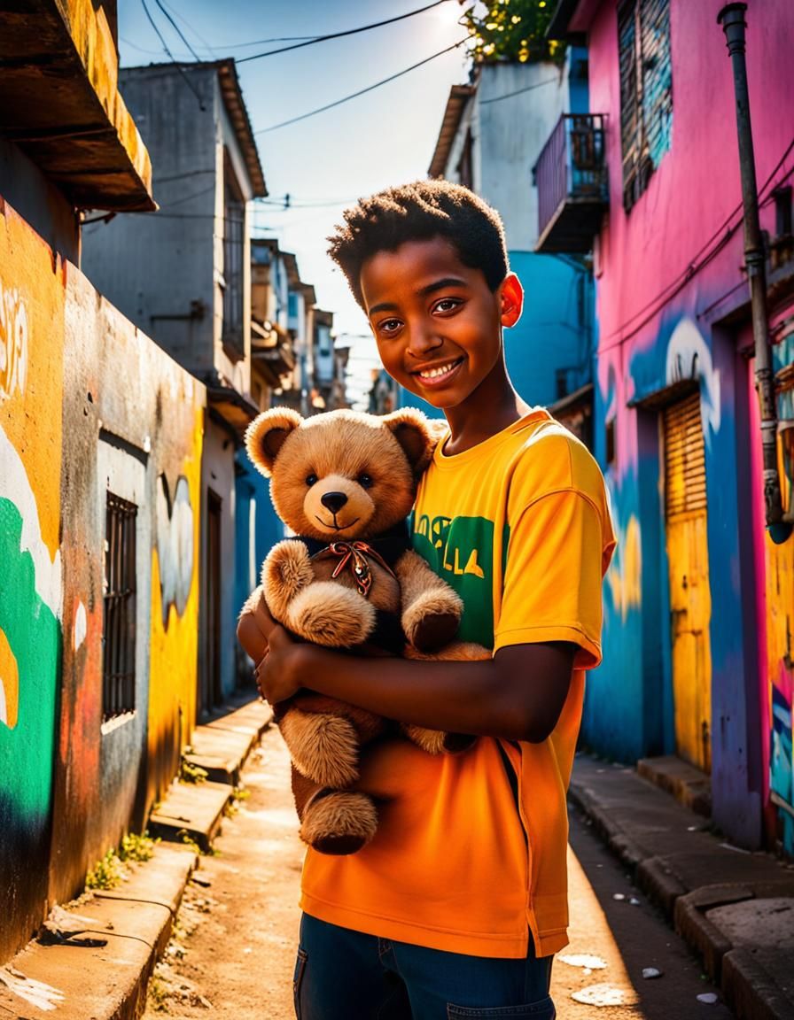 Brazilian Street Art: Children with Teddy Bears