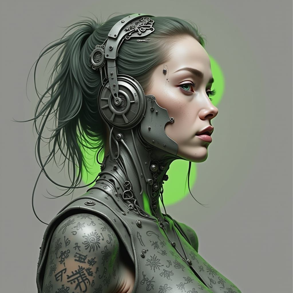 Cyborg Woman in Biomechanical H.R. Giger Style