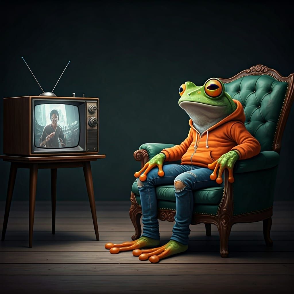 Frog's Surprise Movie Plot Twist in Digital Painting Style