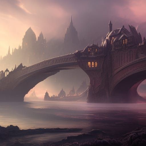 Burning Bridge: Detailed Matte Painting