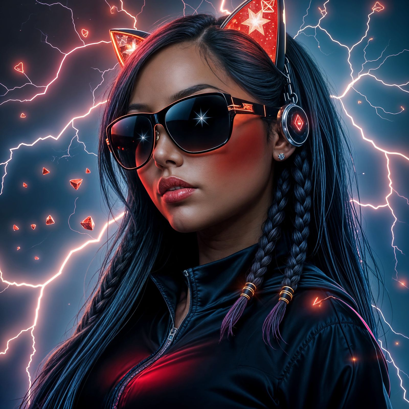 Glowing Female Figure in Futuristic Nocturnal Scene