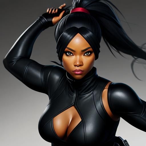 Curvy Black female ninja portrait