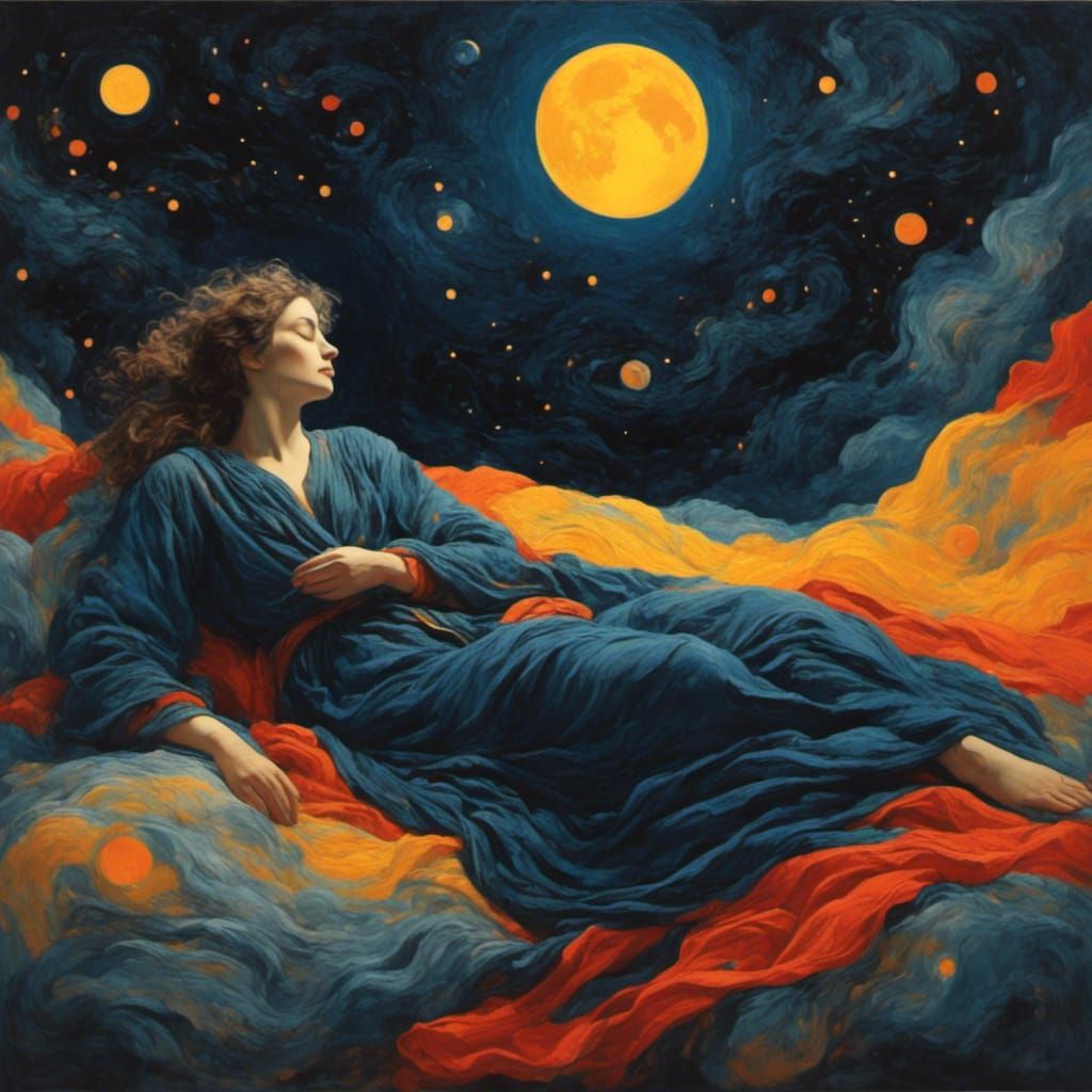 Woman's Cosmic Dream in Palekh Style