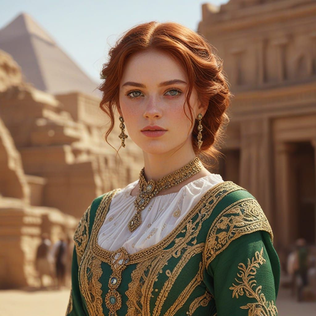 Victorian Woman in Egypt: Hyper-Realistic Digital Art