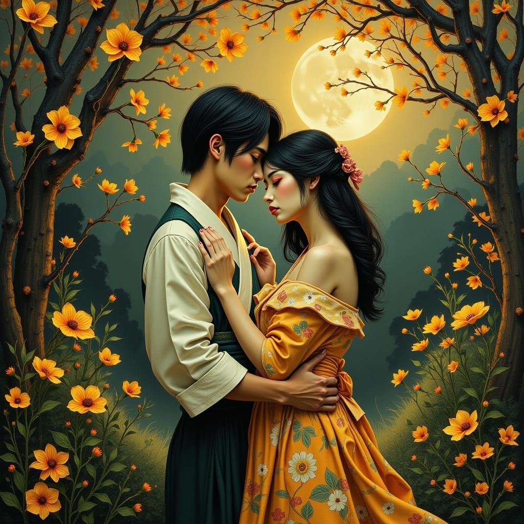 Romance in a Dreamy Moonlit Garden