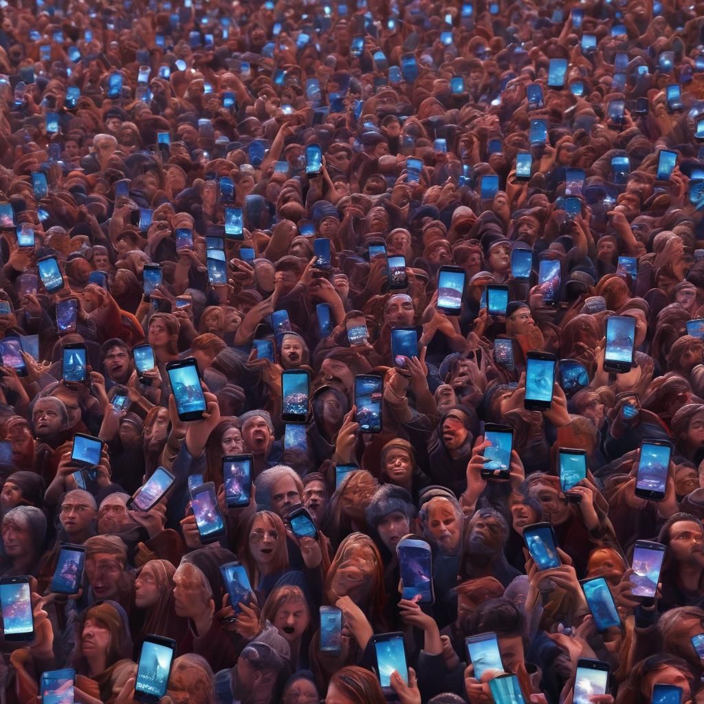 People Buried in Phones in a Fantasy World