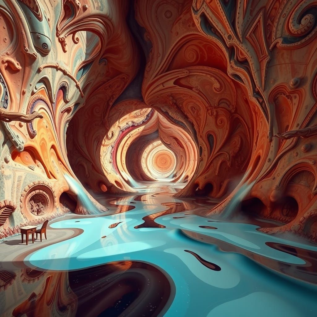 Surreal Liquefying Möbius Strips Inspired by Delvaux