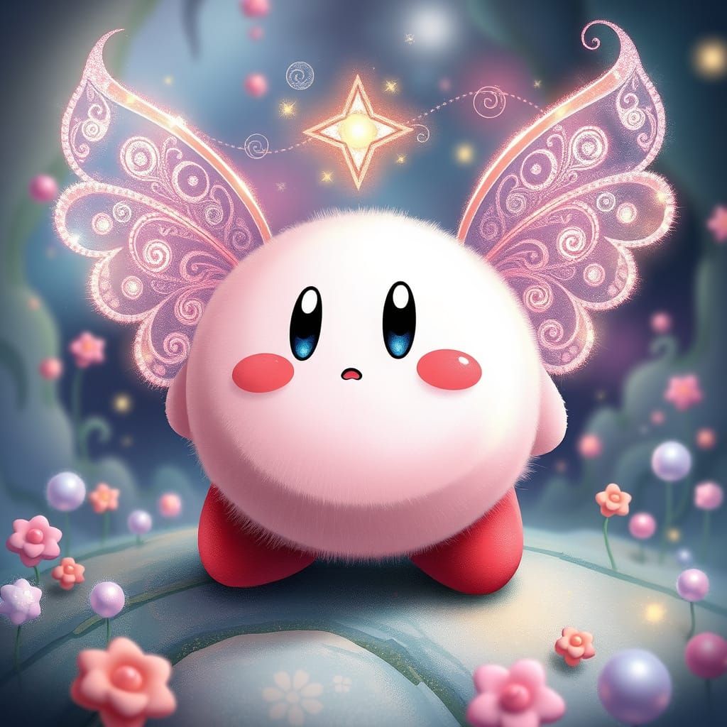 Whimsical Fairy Kirby in Pastel Hues