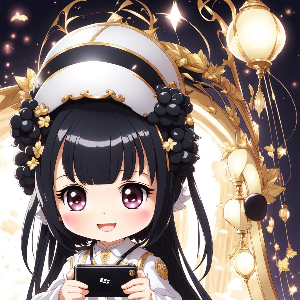 Dreamcore Chibi Girl with Black Hair