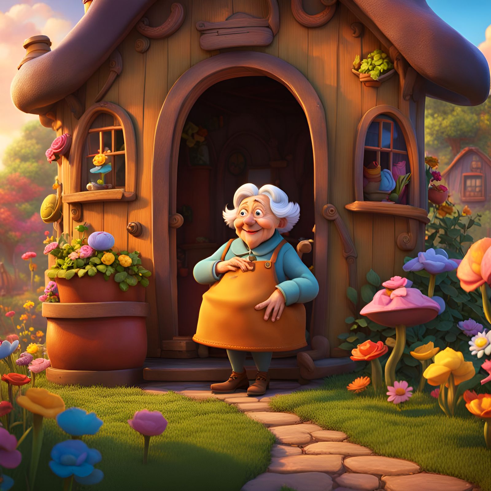 Old Woman's Shoe House: Pixar-Style 3D Rendering