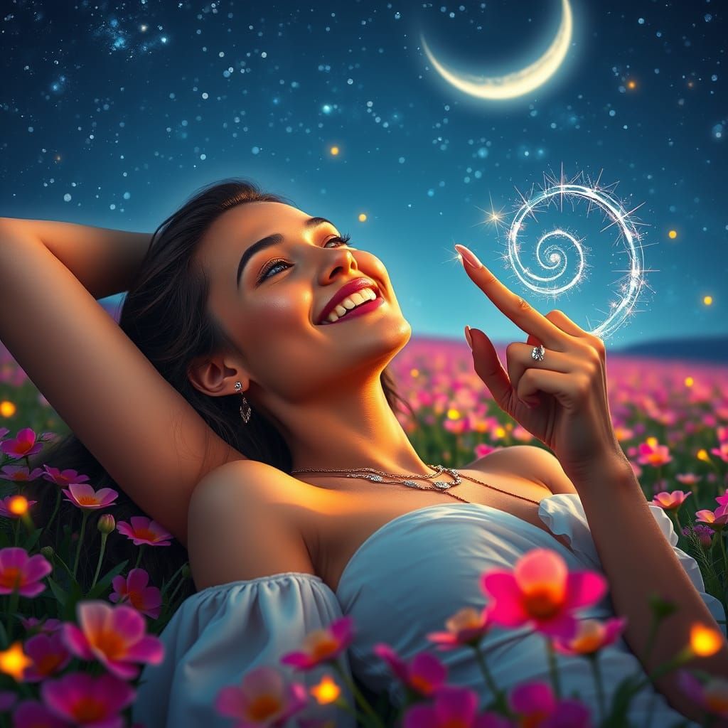 Glowing Goddess in Bioluminescent Bloom