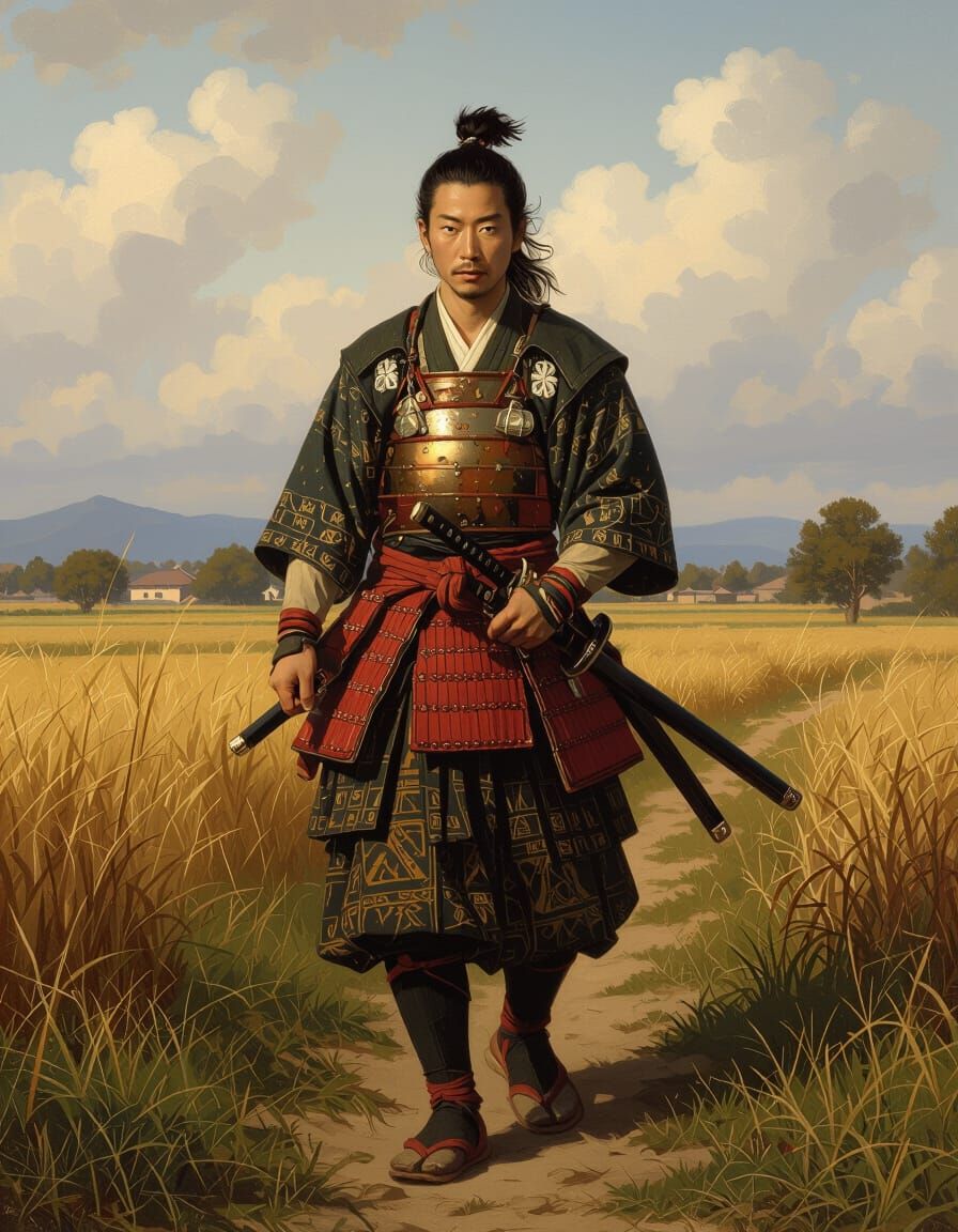 Samurai Portrait in Rembrandt Style