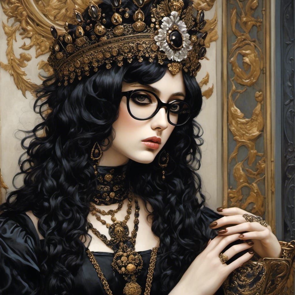 Mournful Goth Woman with Botticelli Influence