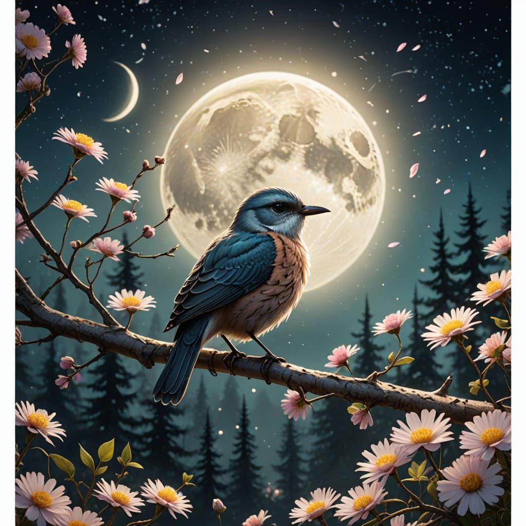 Fluffy Bird in Whimsical Fantasy Art Style