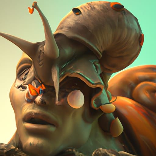 Surreal Snail-Woman Hybrid in Detailed Matte Painting