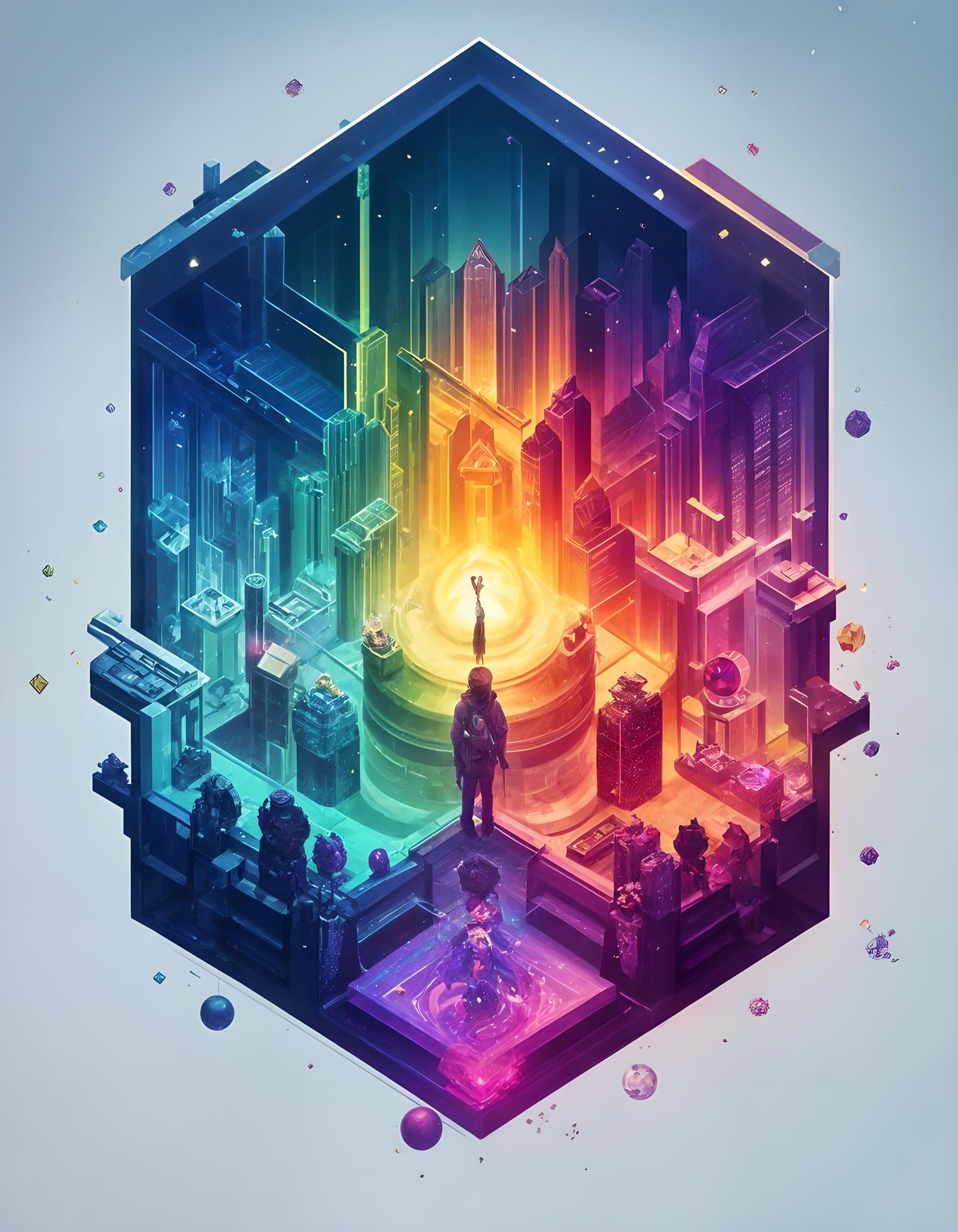 Rainbow Fibonacci Sequence in Digital Art