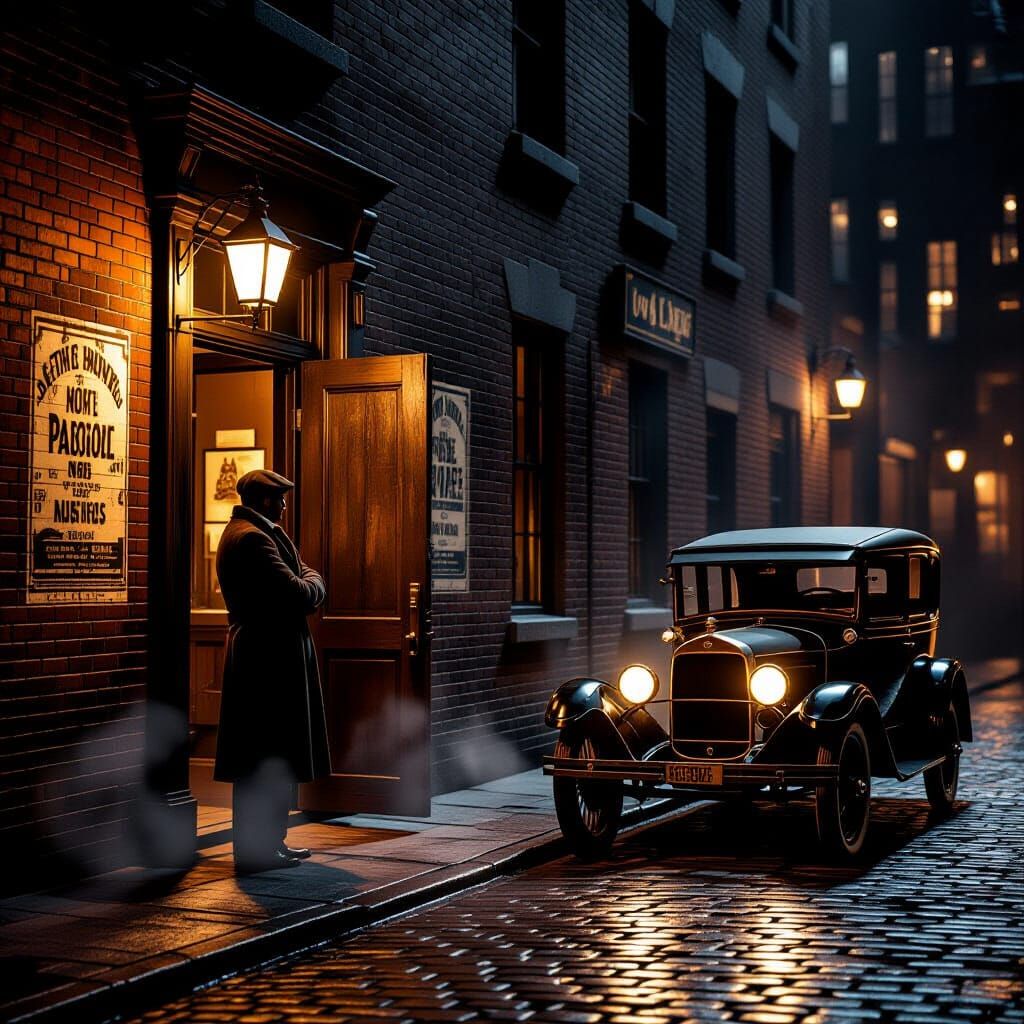 1920s Film Noir Back Alley at Night