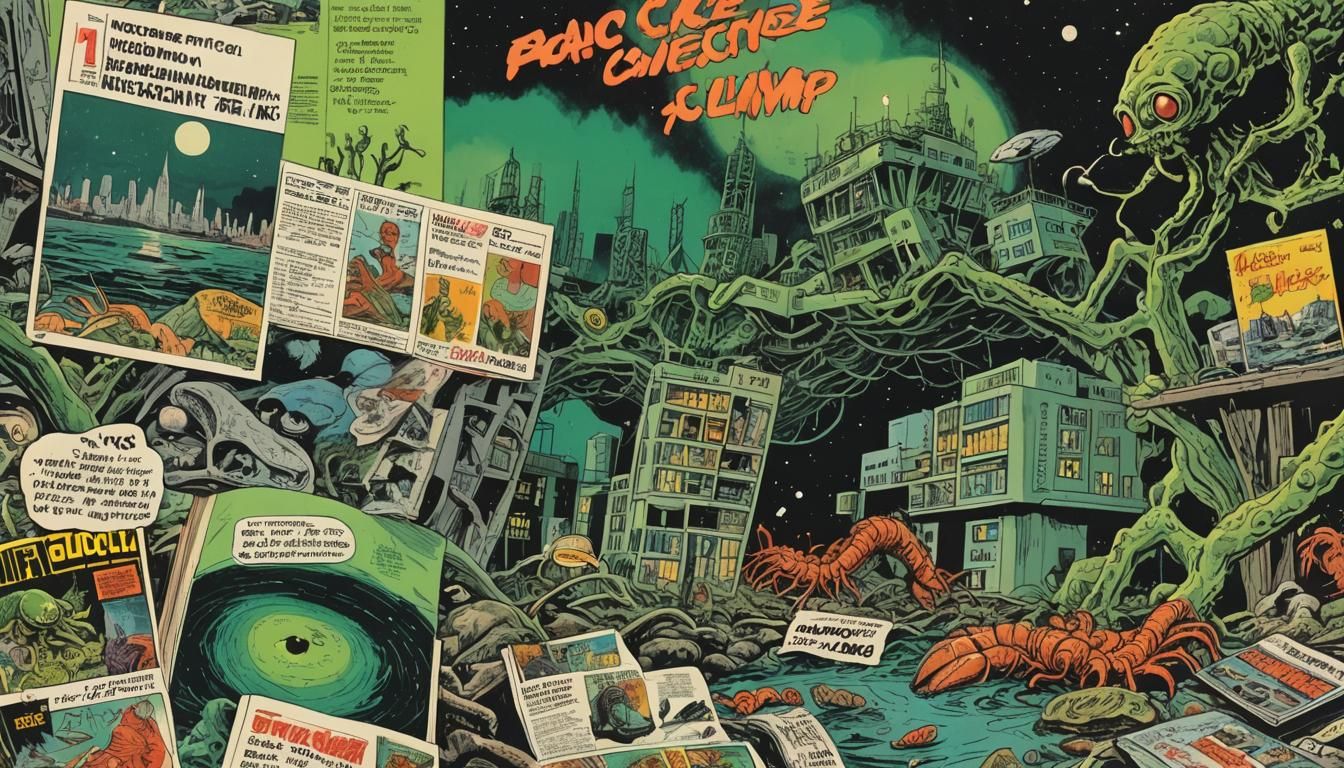 Chernobyl Comic Book Landscape with Mutated Creatures