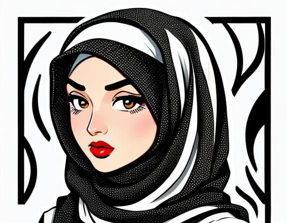 Hijabi Woman in Roy Lichtenstein Style