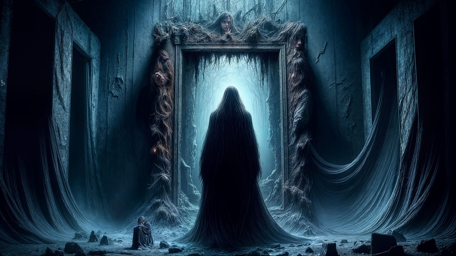 Melancholic Reflection in Dark Fantasy Art Style