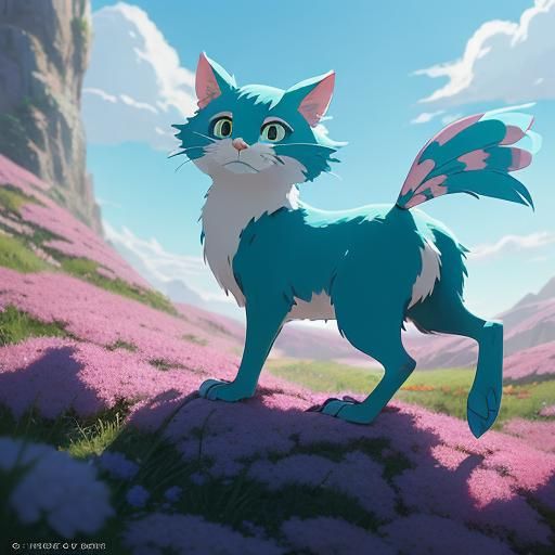 Whimsical Turquoise Bird in Anime Style