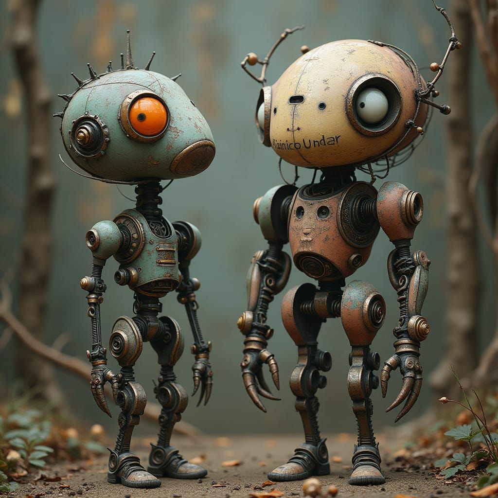 Dark Baroque Robots Emerge from Whimsical, Surreal Shadows