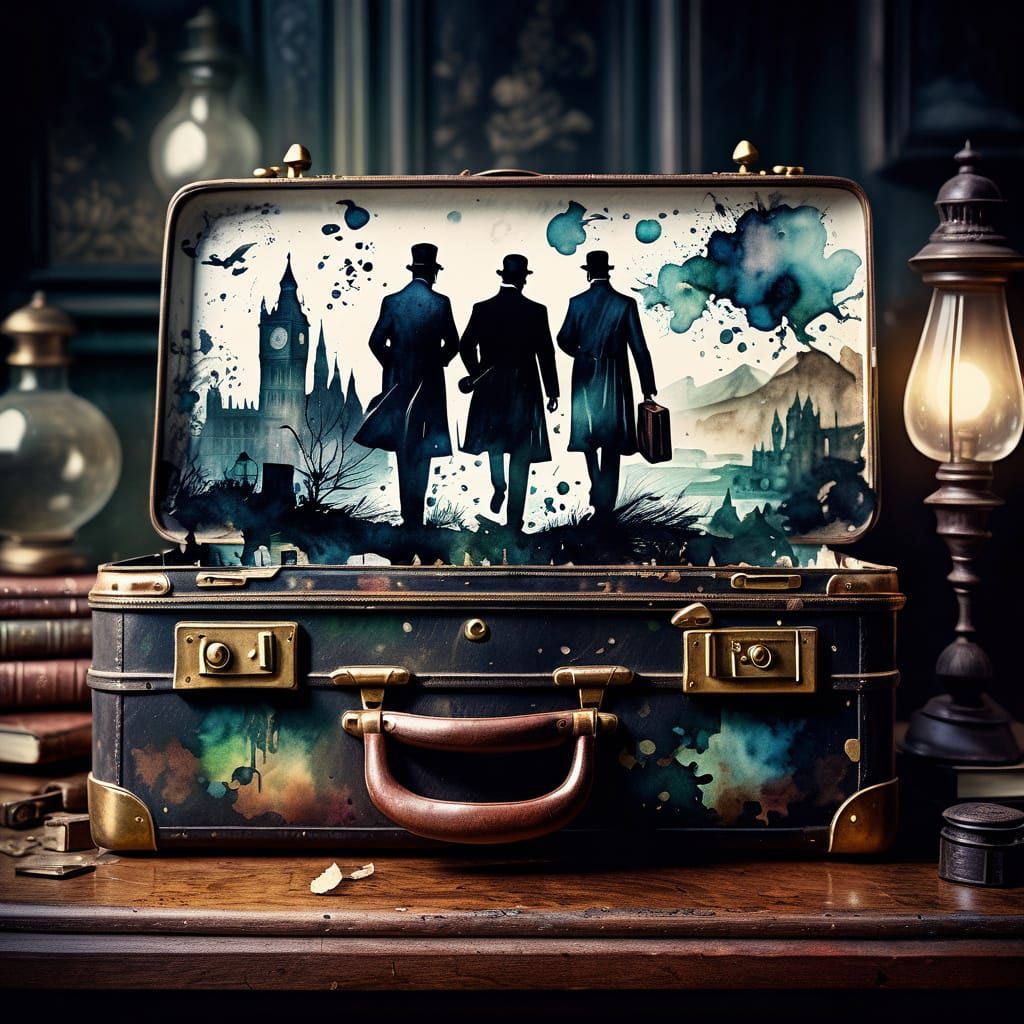 Sherlock Holmes and Watson: Watercolor Ink Art