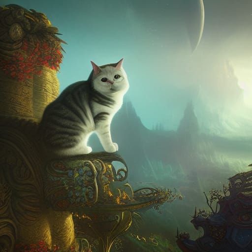 Cat Does Homework: Detailed Matte Painting