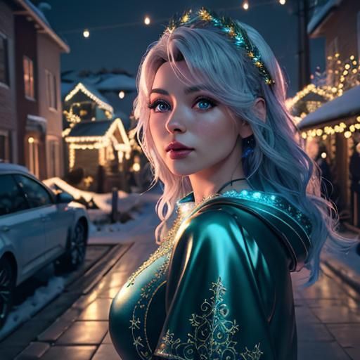 Laura Palmer with Christmas Lights in Hyperrealistic Style