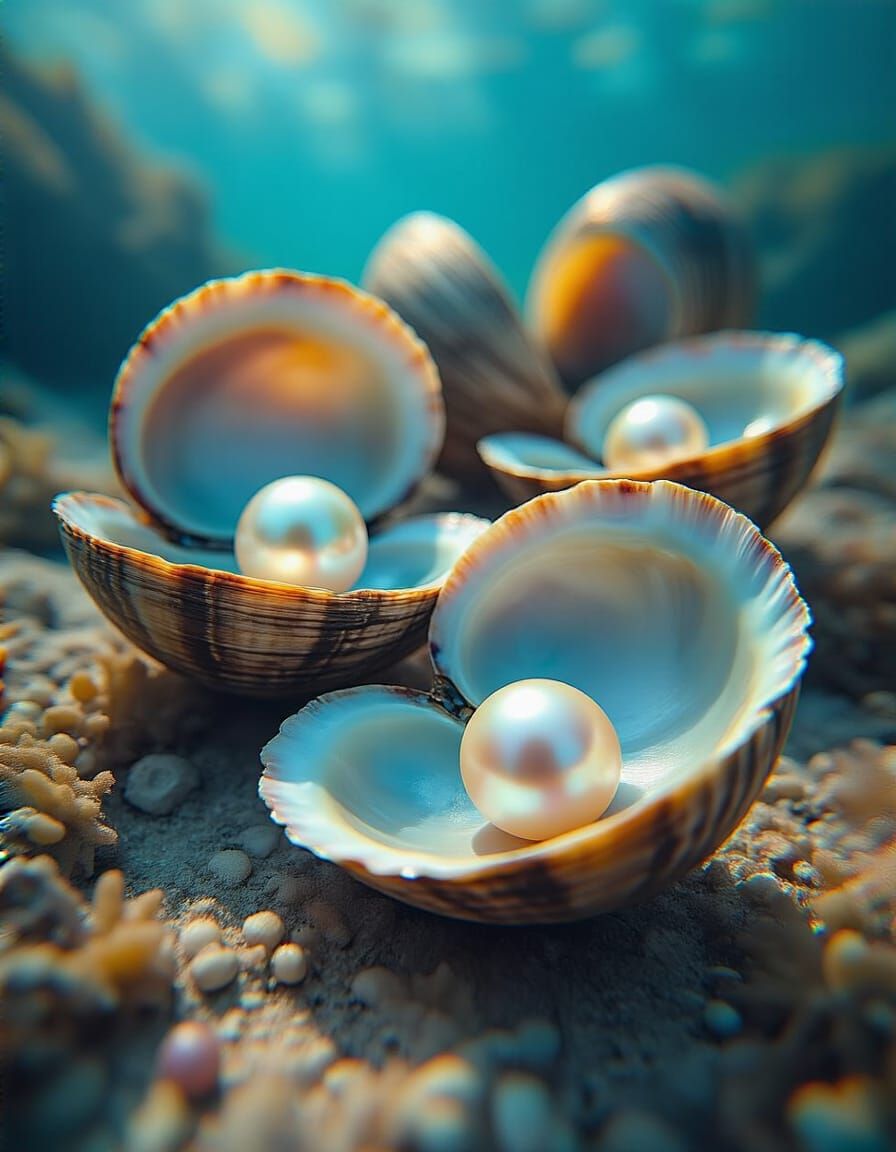 Giant Clams Displaying Luminous Pearls