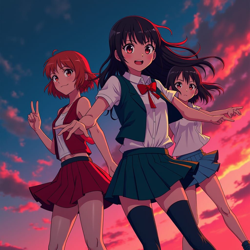 Dynamic Anime Scene in Studio Trigger Style