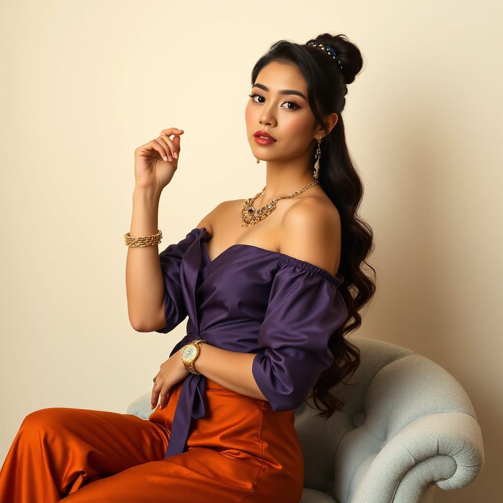 Elegant Woman Posing in Art Nouveau Style