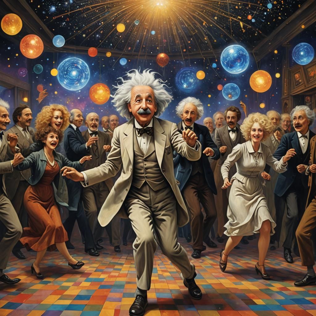 Albert Einstein disco partying