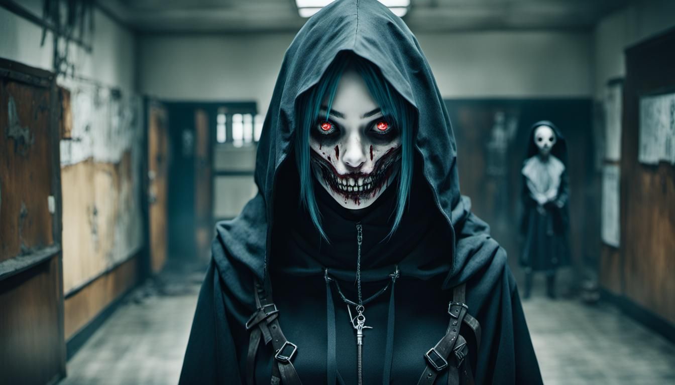 Evil Anime Witch in Haunted School, Junji Ito Style