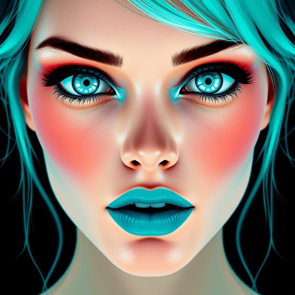 Pop Art Woman with Turquoise Eyes