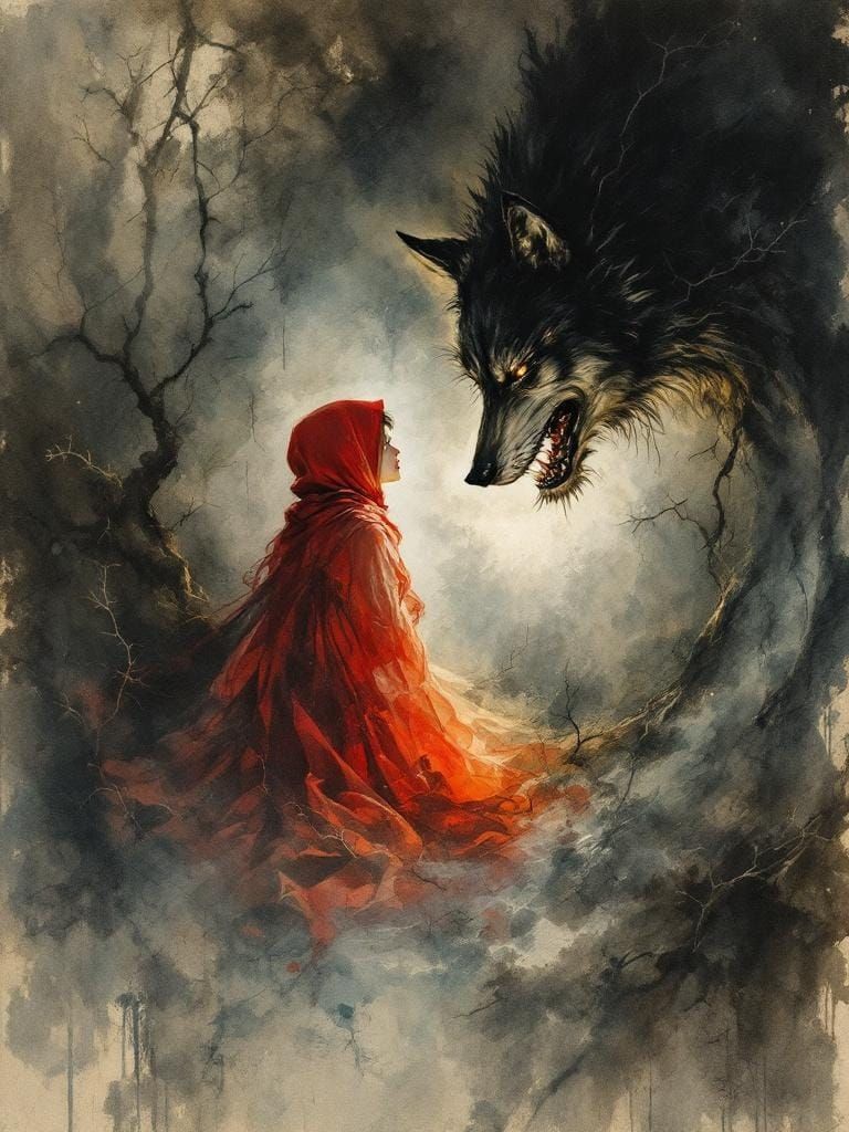 Red Riding Hood and Wolf in Baroque Style