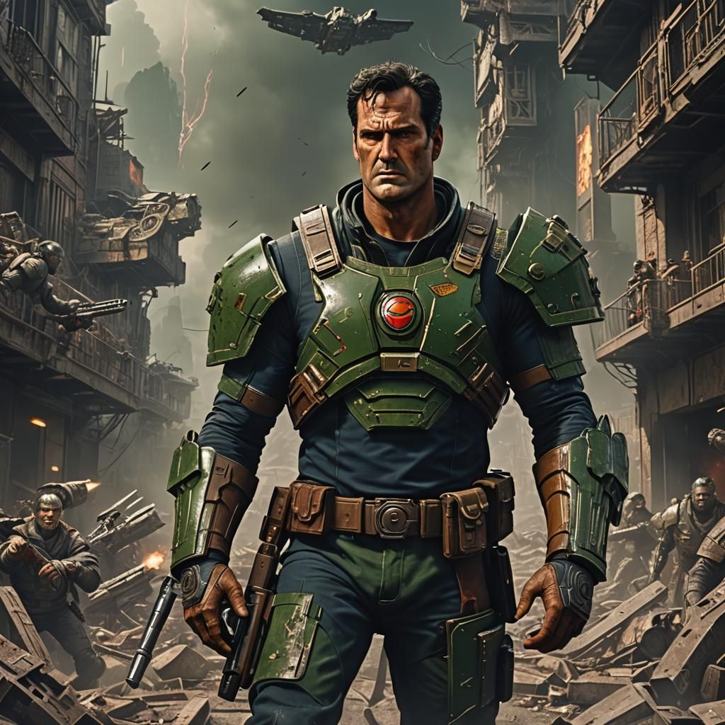 Ash Williams as Doomguy: Digital Matte Painting