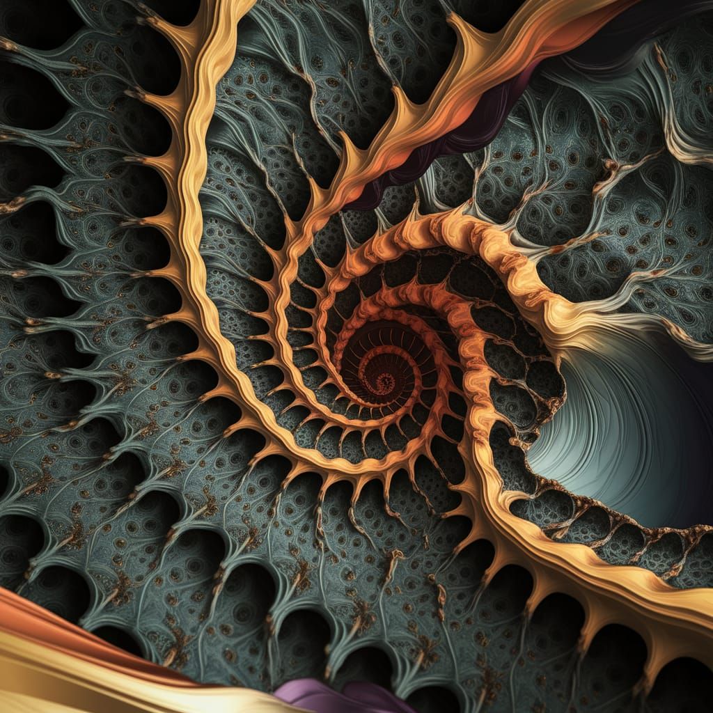 Surreal Cosmic Artwork with Fractal Patterns and Golden Rati...
