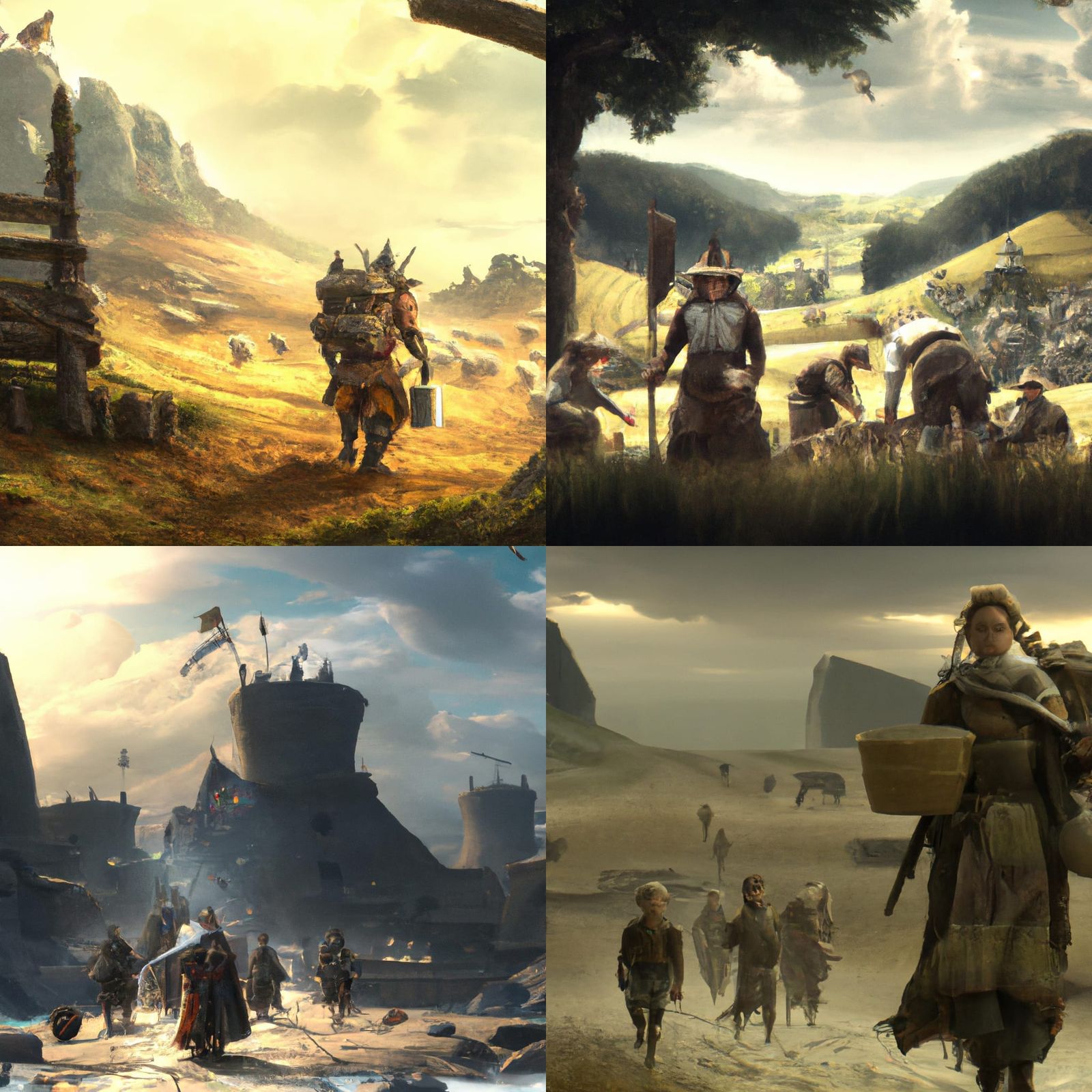 Detailed Peasant Revolt in Matte Painting Style