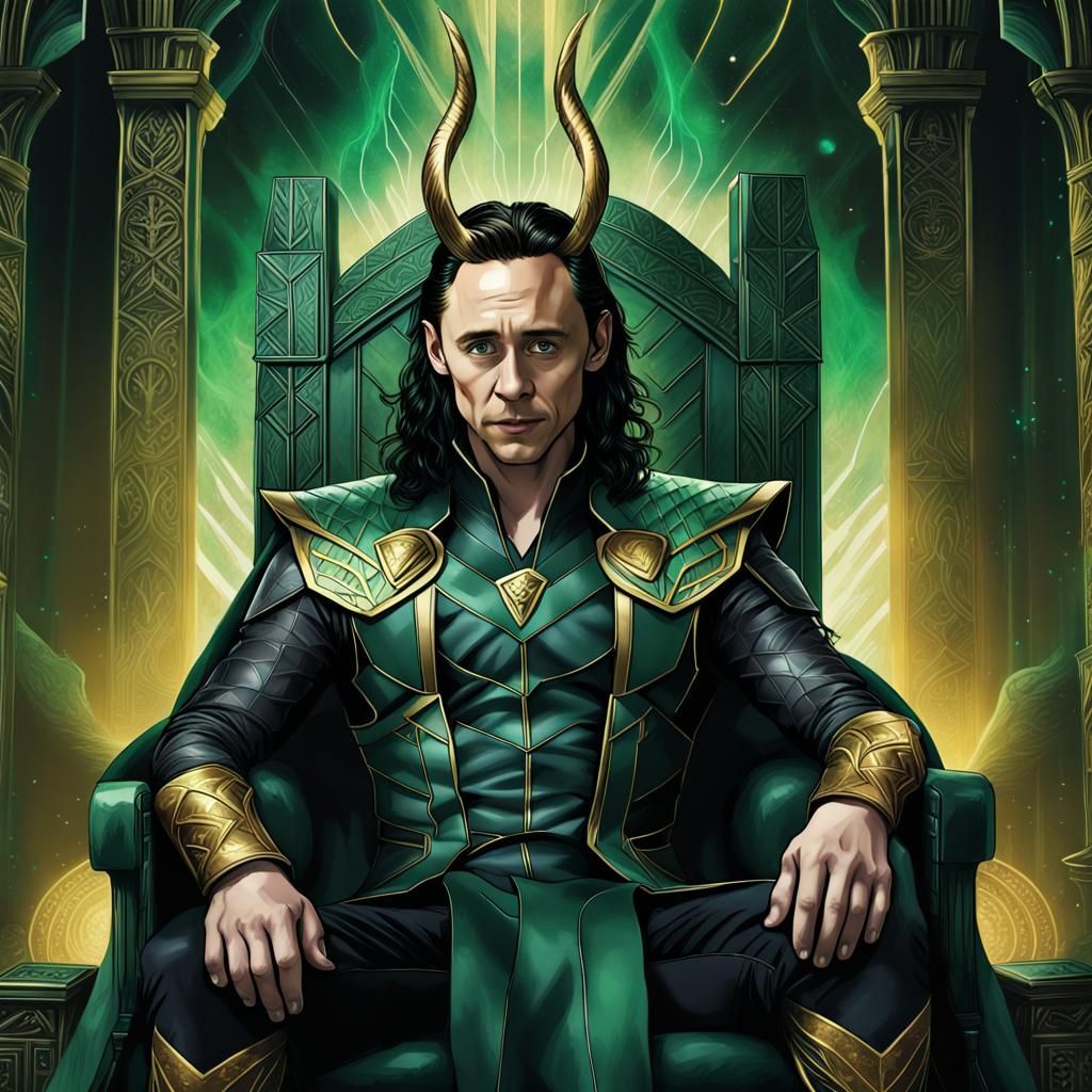 Loki Ascends: A Digital Art Portrait in Norse Style