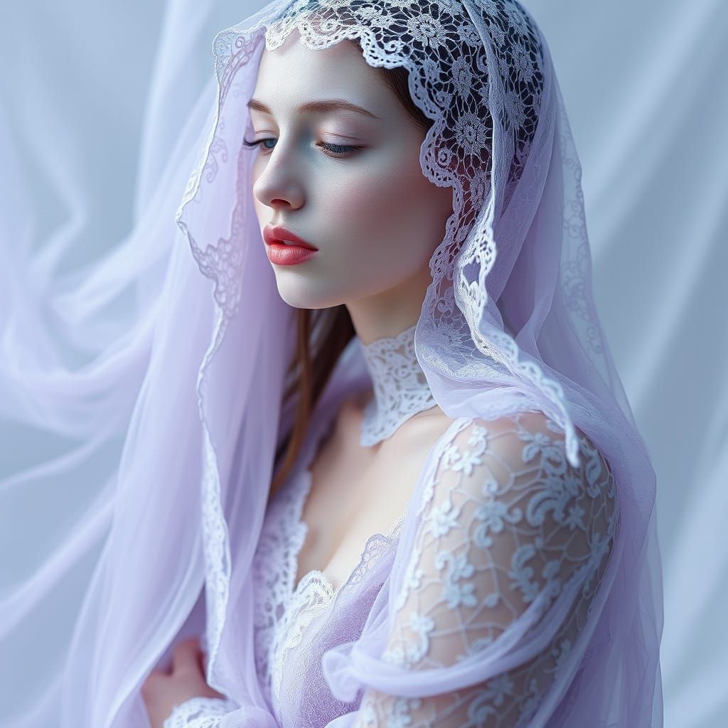 Ethereal Lavender Woman in Dreamlike Digital Art