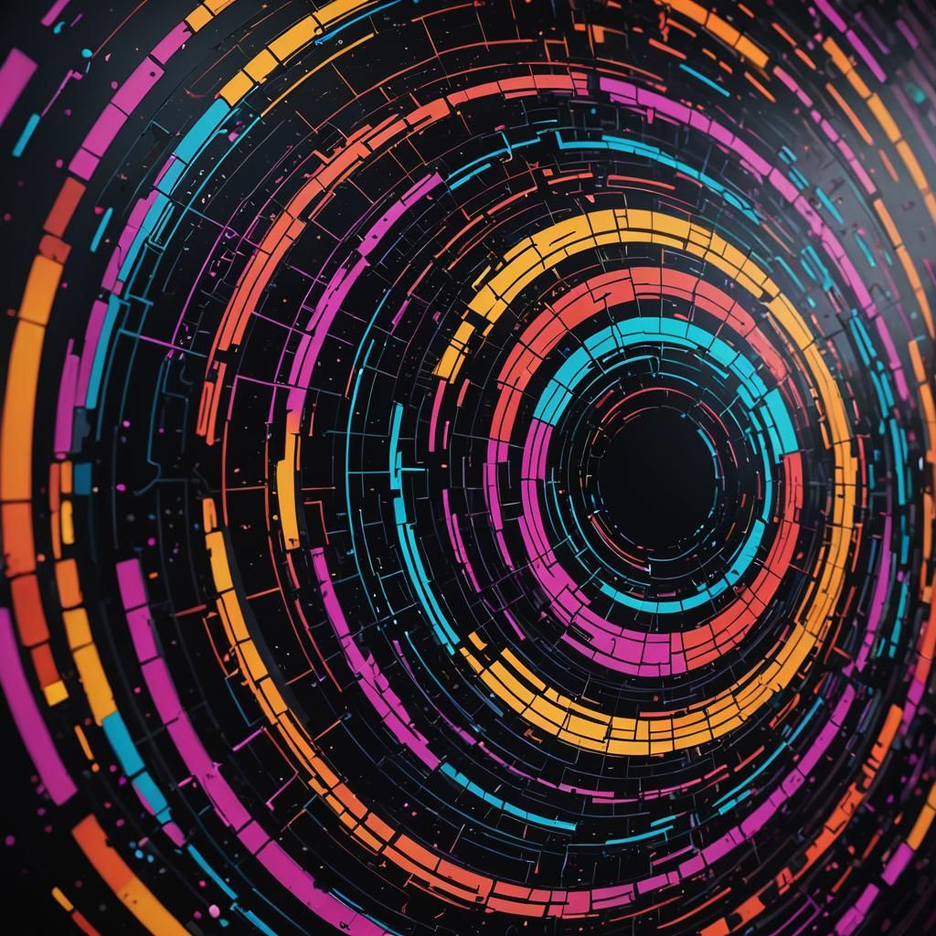 Distorted Screen with Swirling Static in Art Deco Style