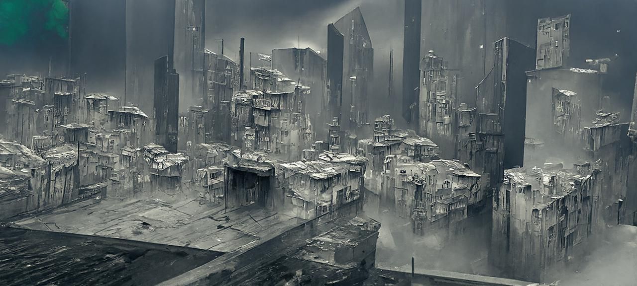 Cyberpunk Slum: Derelict Neon in Gothic Futurism