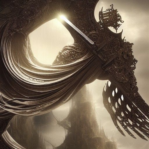 Epic Angel with Katana: Digital Matte Painting