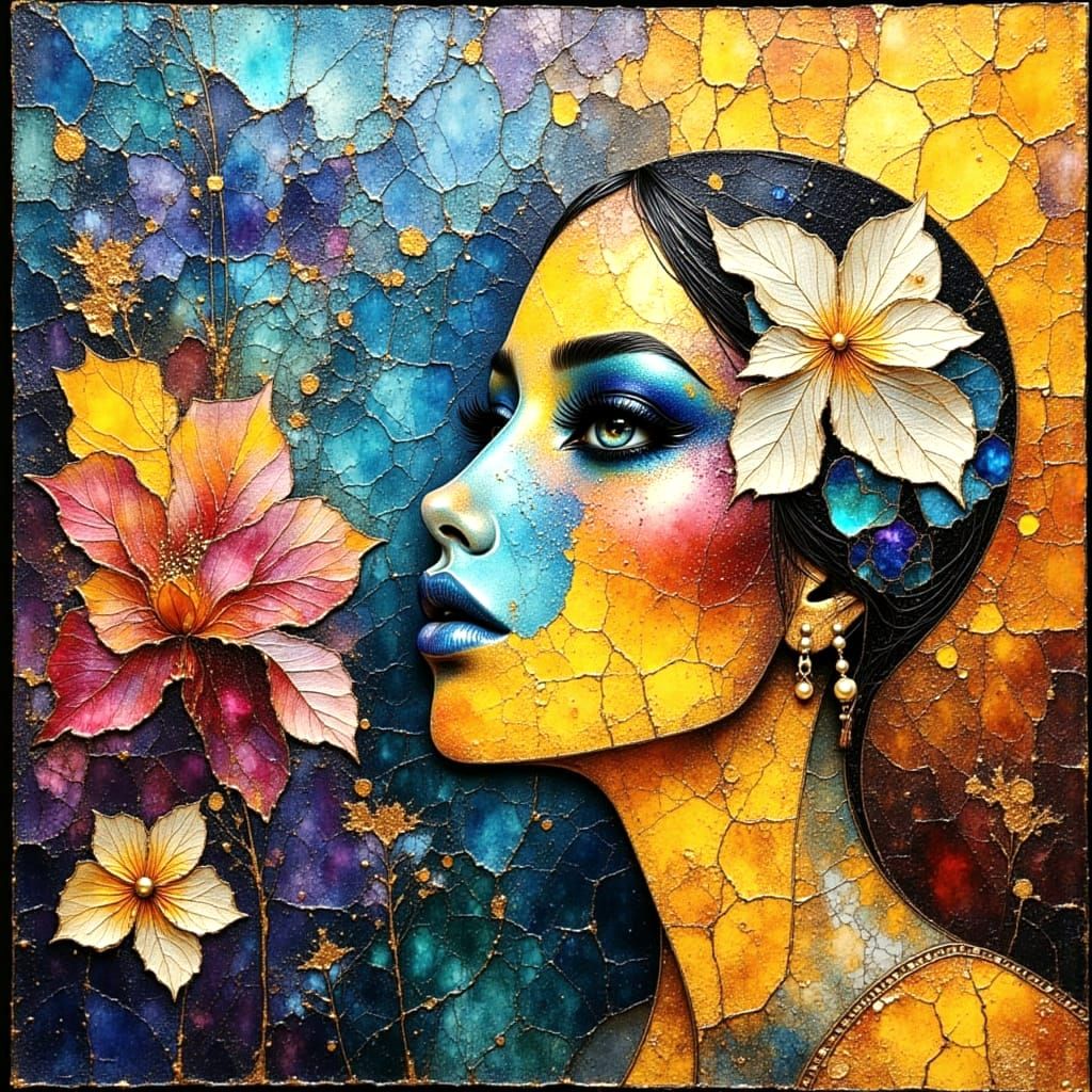 Angel on Subway: Colorful Impasto Painting