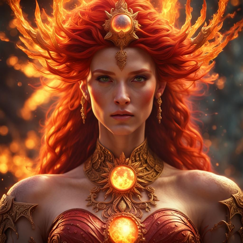 Flaming Red-Haired Goddess of the Sun